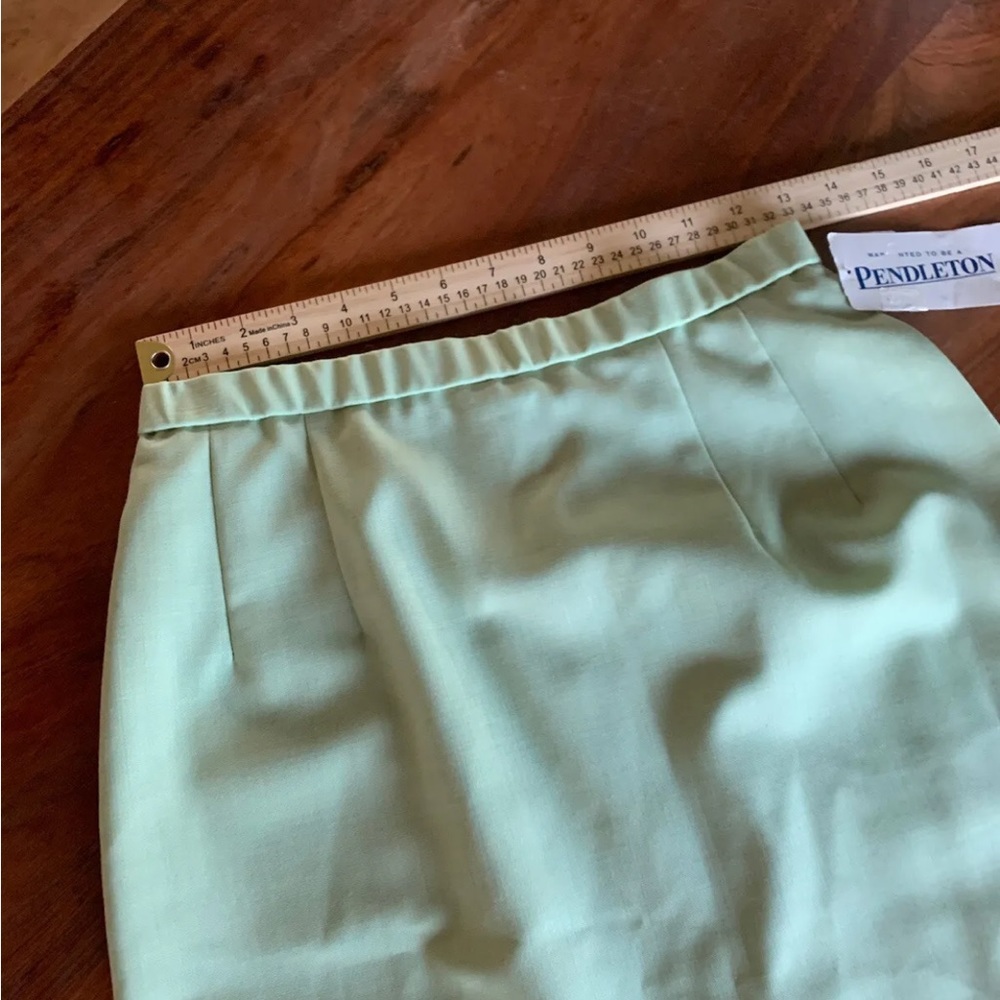 ▶️ Pendleton VTG Virgin Wool Pencil Skirt Women 6 Light Green NWT Pockets Midi - Picture 7 of 8
